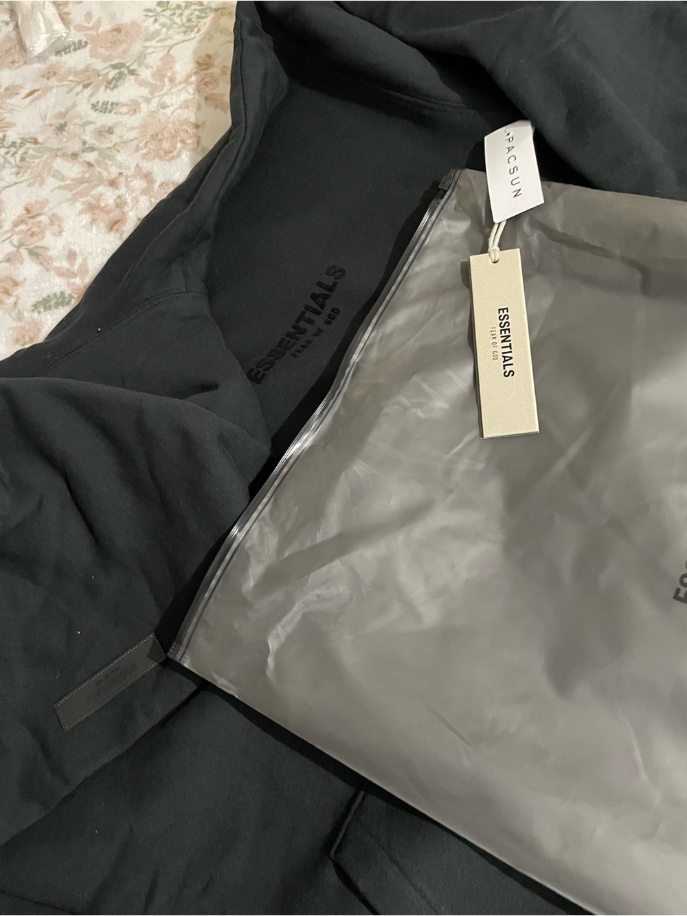 Essentials Black Hoodie with Tag